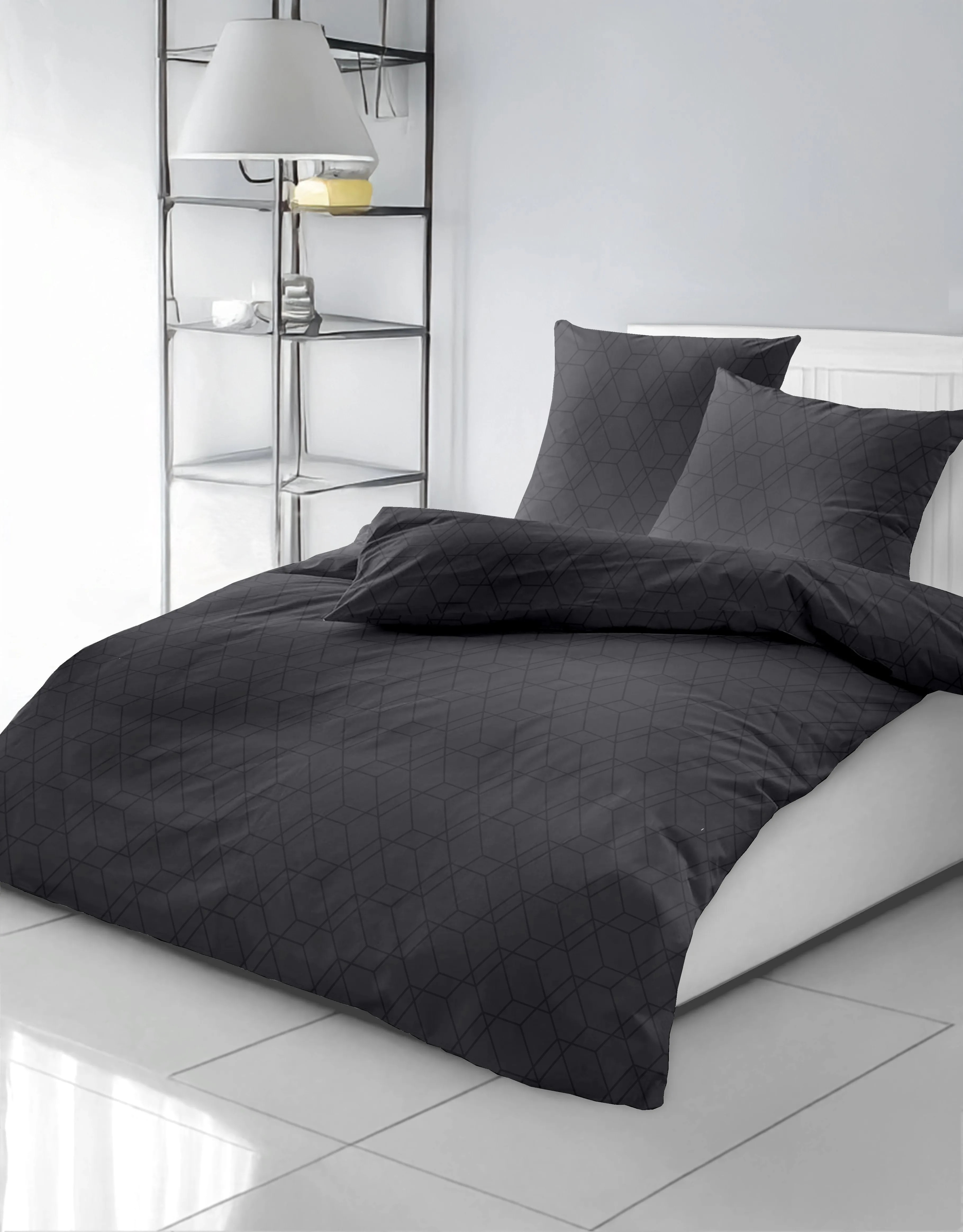 Bettwäsche Dormisette Anthrazit/Schwarz 155x220cm