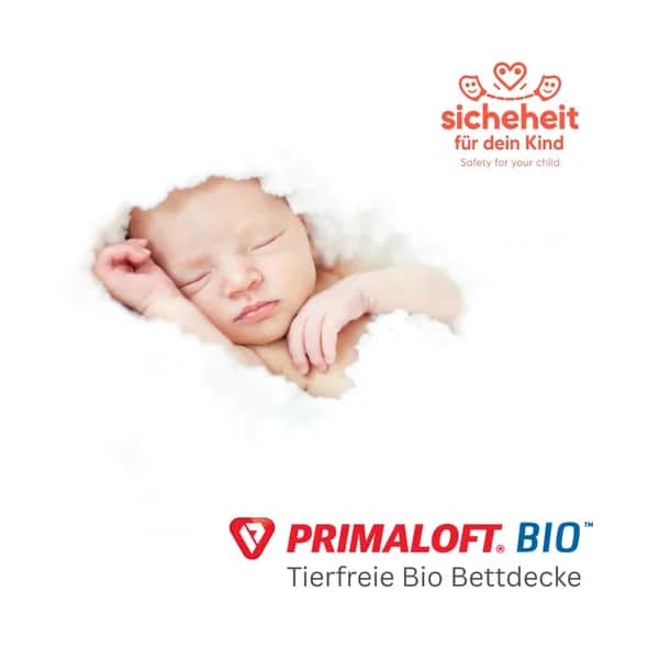 Winter Bettdecke 100x135 cm für Babys und Kleinkinder mit Bio Faser Primaloft gefüllt in Weiß